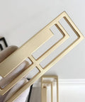 4 Pieces 3.93 Inch Gold Zinc Alloy Cabinet Handles With Hollow Geometric Design for drawers and closets, close-up view