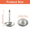 Premium Silver Upholstery Tacks 100 Piece Set 7/16 Inch Round Head showing dimensions and round head design for decorative use.