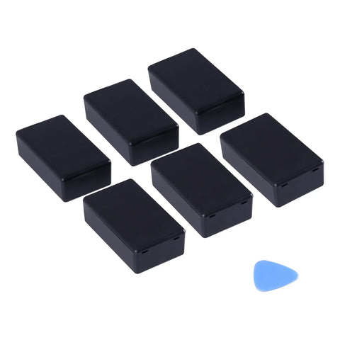 Kick Ass Heavy Duty Abs Plastic Project Enclosures Small Electrical Junction Cases With Opening Tool Moisture Proof Diy Electronics Power Housing Box Set Of Six Black Compact Build displayed with a blue opening tool.