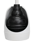 Top Tier Beehive Styled Toilet Plunger With Durable Fifteen Inch Grip And Six Inch Rubber Suction Cup ships with wall rack for easy storage.