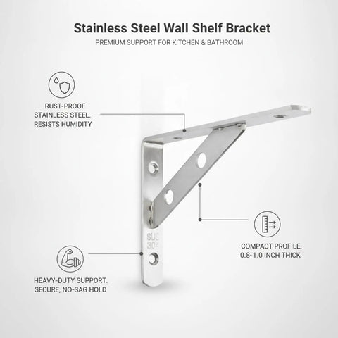 Stainless Steel Wall Shelf Bracket L Shape Heavy Duty Support For Kitchen Bath And Garage Storage Built To Last Mounting