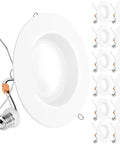 Lit 12 Pack 6 Inch LED Can Lights Retrofit Recessed Lighting With Smooth Trim IC Rated Canless Design Dimmable Warm White