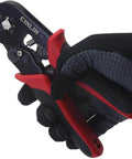 Pro Grade Heavy Duty Square Ferrule Crimping Tool Kit With Square Ferrule Plier For AWG 23 To 7 held in a gloved hand