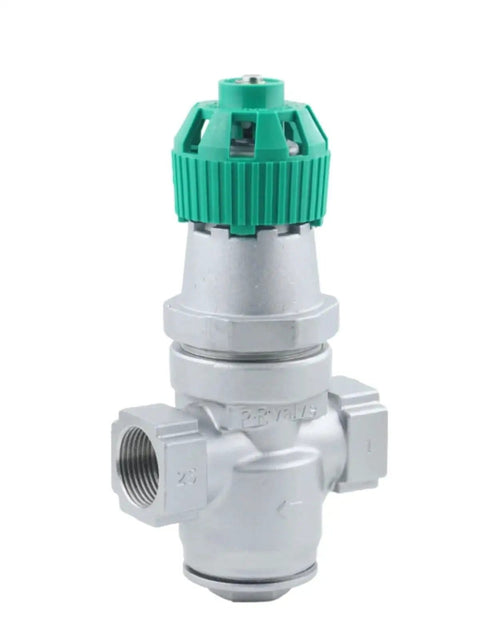 High Temperature Resistant Steam Adjustable Internal Thread Stainless Steel Hose Type Pressure Reducing Valve For Industrial Steam Lines DN15 DN20 DN25 With Leak Free Flow Control And Durable Corrosion Resistant Design, front view.