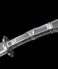 Close-up of alloy fittings on the handle of a Hand Forged Qing Dynasty Dao Sword With High Manganese Steel Blade And Alloy Fittings