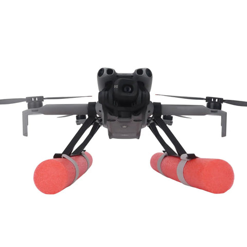 Floating Water Landing Gear For Mini 5 Pro Drone Training Takeoff Kit with red buoyancy rods and stand expansion.
