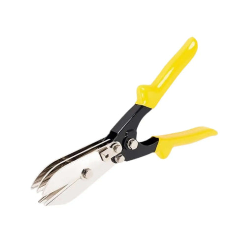 Five Cutter Heavy Duty Gutter Crimper Tool For 24 To 28 Gauge Ductwork And Venting, 10.43 Inch carbon steel with yellow handles.