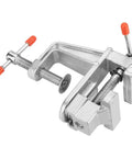 Rock Solid Mini Flat Pliers Bench Vise And Tabletop Clamp For Precision Woodwork Drill Press Vice in aluminum with adjustable jaws.
