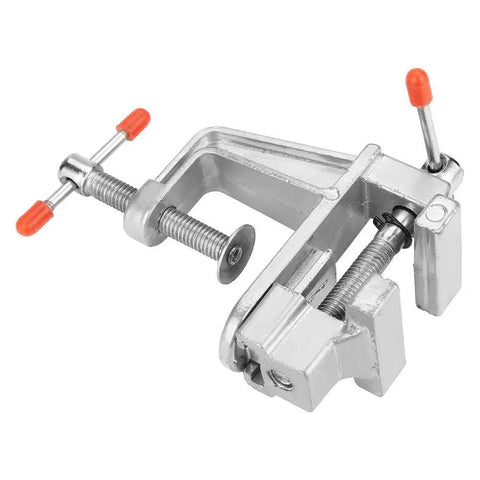 Rock Solid Mini Flat Pliers Bench Vise And Tabletop Clamp For Precision Woodwork Drill Press Vice in aluminum with adjustable jaws.