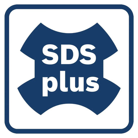 Blue rounded-square SDS-plus logo badge with cross motif and SDS plus text