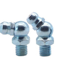Close-up of 110 Piece Grease Nipple Set SAE 1/4 and PTF 1/8 Inch Straight 45 Degree 90 Degree Bent Hydraulic Zerk Fittings, zinc-plated