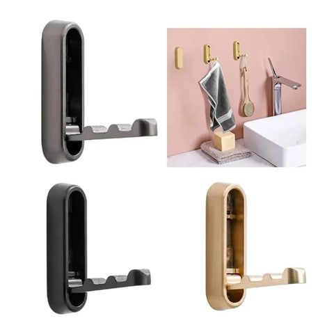 Foldable Wall Mounted Coat Hook Built With Heavy Duty Steel No Sweat Install, showing three color variations for modern interiors.