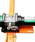 Hella Tough Heavy Duty Floor Jack And Truck Jib Crane Hoist With Wireless Control For Pickup Lifts With Swivel Arm And 360 Degree Steel Rotation 1100 Lb Capacity winch motor with steel cable for lifting.