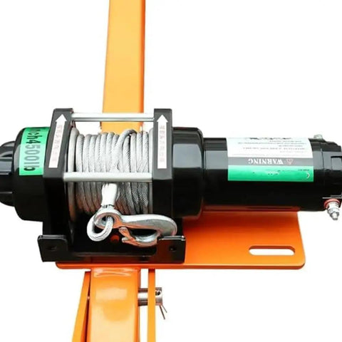 Hella Tough Heavy Duty Floor Jack And Truck Jib Crane Hoist With Wireless Control For Pickup Lifts With Swivel Arm And 360 Degree Steel Rotation 1100 Lb Capacity winch motor with steel cable for lifting.