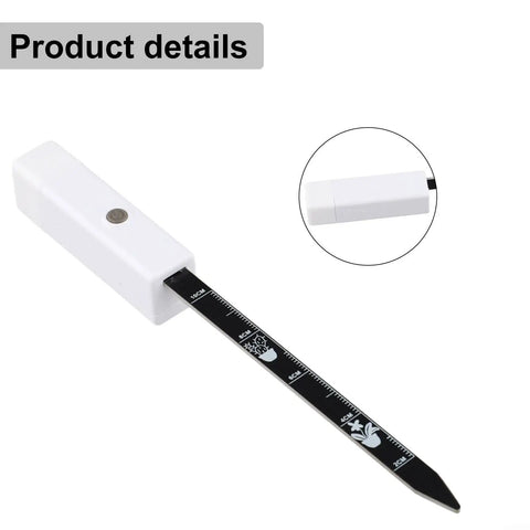 Smart Soil Moisture Meter With 3 Color Indicator Lights And Smart Sensor Probe, black and white measuring stick.
