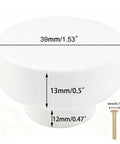 Top Shelf Sturdy White Solid Wooden Cabinet Knobs 12 Pack Round Drawer Pull Handles For Dressers And Cupboards Durable Non Toxic Finish Smooth Flat Top Design white round knob 39mm with measurements