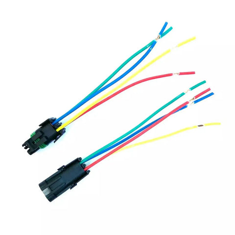 Top Shelf 16 Awg Assembled Weather Pack 4 Pin Sealed Connector Kit With 6 Inch Wires For Super Secure Waterproof Auto Wiring That Keeps Dirt And Moisture Out Of Your Rig, 4-pin connector with 6-inch multicolor wires