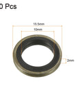 Bonded sealing washer, M10, 15.5x10x2mm, carbon steel with nitrile rubber gasket, pack of 10