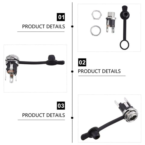10 Pack Waterproof Metal DC Power Socket 5.5x2.1mm Plug, Threaded Female Connector, DC-025m Style, Rugged Power Jack for Electronics Nerds, DIY Projects and Power Supplies, with cap