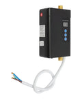 Bulletproof 3000W Tankless Water Heater With LCD Screen, compact black unit with display, hoses, ideal for RV and kitchen use.