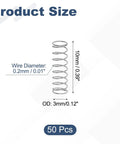 50 Pcs 304 Stainless Steel Compression Springs 0.2mm Wire 3mm Outer Diameter 10mm Free Length Tiny Pen Springs size diagram