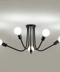 Dope Five Light Modern Industrial Sputnik Ceiling Light With Adjustable Arms Black Metal Semi Flush Mount Chandelier DIY Spider Lighting Fixture For Bedroom And Living Room E26 Base