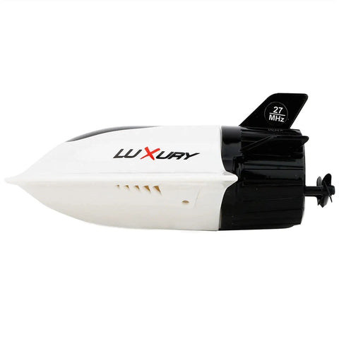 Side view of Mini RC Submarine Boat Remote Control Waterproof Diving Toy For Kids Ages Five And Up Easy To Learn Realistic Ocean Explorer With Water Cooling System For Longer Run Time Fun.