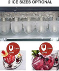 Close-up of ice mold showing two ice size options for Hassle Free Countertop Ice Maker Machine Rolling Out Twenty Six Pounds Of Fresh Cubes Daily.