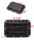 6.34 Inch Black Spring Loaded Handle For Toolboxes And Chests Surface Mounted With Rubber Grip, including dimensions and design.