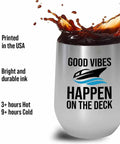 Silver Wine Tumbler 12oz For Deckside Sips On The Pontoon Boat Boating Drinking Accessories For Boat Owners Yacht Sailboat Cruisin Style