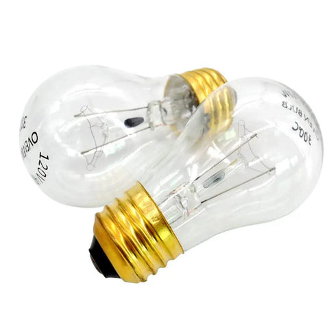 Pair of 120V A15 40W clear appliance light bulbs with medium base for refrigerators, ovens, and lava lamps heat resistant up to 572F