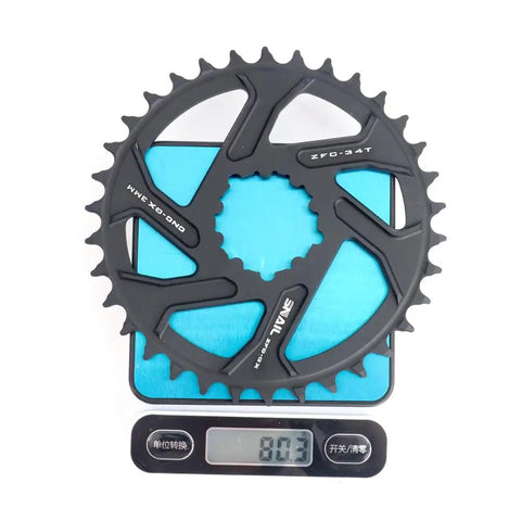 Direct Mount Chainring 34T Narrow Wide Teeth 3mm Offset CNC 7075 Aluminum for SRAM GXP Cranksets on digital scale