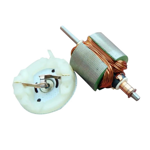 Disassembled view of Micro RS370 DC Motor 370 Size Compatible With 6V 7.2V 9V 12V Delivers 33600 RPM, showing coil and shaft.