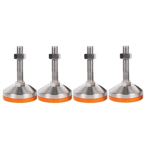Set Of 4 Heavy Duty Adjustable Leveling Feet, Rock Solid Carbon Steel Levelers With 50mm Rubber Base for stable furniture.