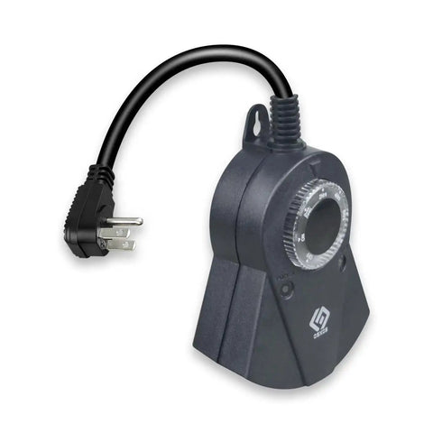 Top Tier Outdoor Light Timer Featuring 24 Hour Programmable Countdown And Photocell Dusk To Dawn Sensor, Three Grounded Outlets, Rugged Weatherproof Build, No Sweat Setup For Yards Patios And Christmas Lights, 15 Amp Capacity with black housing and cord.