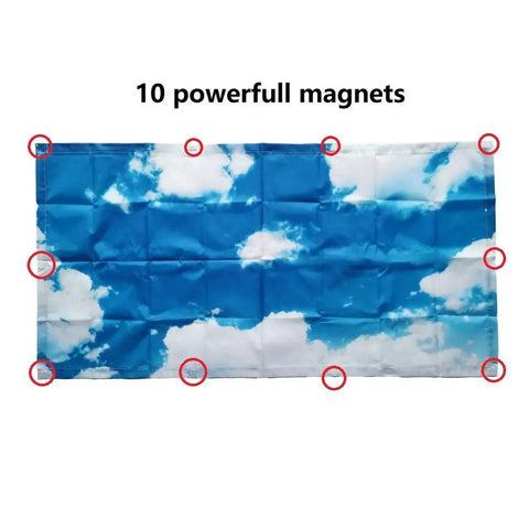 Cloudy Sky Fluorescent Light Covers 4x2 Feet 4 Pack With Magnetic Mounts Flame Retardant Fabric NFPA 701 Certified shown flat with magnets
