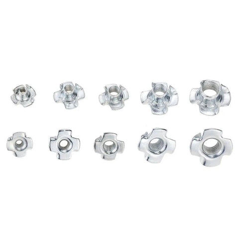 80 Piece Box Of Zinc Plated Four Claw Nuts M3 M4 M5 M6 M8 For Speaker Mounts And Furniture Hardware Tee Nuts Blind Pronged