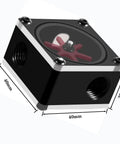 Three Way Flow Meter Indicator For PC Water Cooling With G1/4 Threads, Acetal Square Body, shown with dimensions of 40mm x 40mm x 25mm