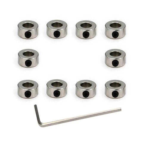 5mm Bore Lead Screw Collar Set For T5 Leadscrews, 10 Pack, Carbon Steel Nickel-Plated, Heavy-Duty Linear Motion Accessories For 3D Printers And CNC Machines, Durable, Corrosion-Resistant, Easy Install, 10 silver collars with hex key