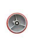 Top Tier Heavy Duty 6 Inch Red Caster Wheel Built Tough With Polyurethane On Cast Iron Body and Smooth Roller Bearings Fitted With A Half Inch Bore