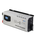 Heavy Duty 6000 Watt Pure Sine Wave Off Grid Power Inverter With Built In Battery Charger And Auto Transfer Switch 48V Dc To 120V 240V Ac Split Phase Rock Solid Backup side view showing control panel and inputs.