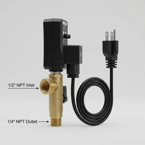 Automatic Timed Condensate Drain Valve Programmable Electric Air Drain For Compressor Tanks Dryers And Filters Half Inch NPT Inlet Quarter Inch Outlet