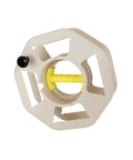 Sweet Compact Cord Reel With Quick Wind Handle And Heavy Duty Abs Build Making It An Easy Peasy Go To Cable Manager For Shops Or Households view from the side showing grip handle and openings.