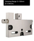 Rock-Solid Stainless Steel 4 Inch Toolmakers Vise For Wire EDM And CNC Cutting, side view, 0-100mm clamping range, slow-moving jaw.