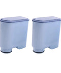 Top Shelf Coffee Maker Water Filter Replacement Slick Cartridge Two blue cartridges for home brewers tackle hard water buildup.
