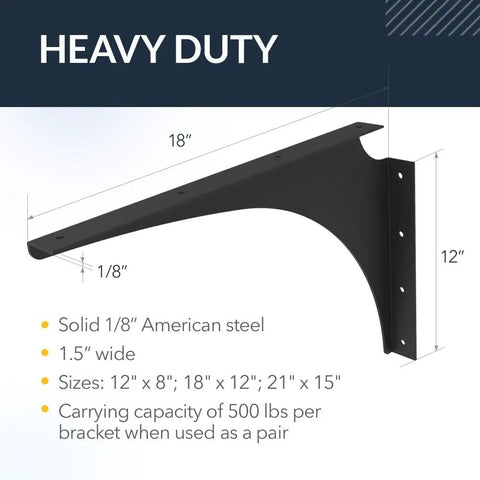Heavy Duty Universal Shelf Brackets For Floating Vanities And Buffets Rock Solid Steel L Brackets 18 inch matte black design
