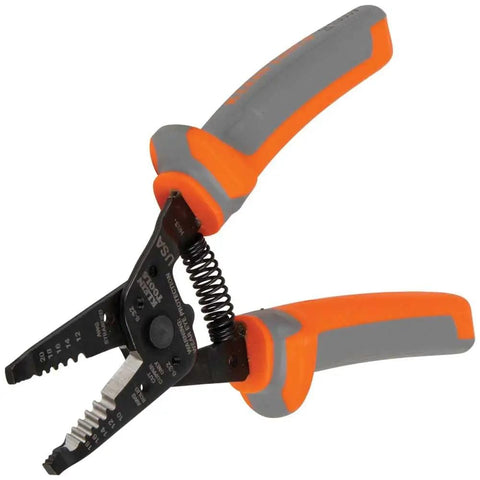 Insulated Kurve Wire Stripper Cutter 11055RINS 1000V Rated Tool with thick orange grips and USA imprint.