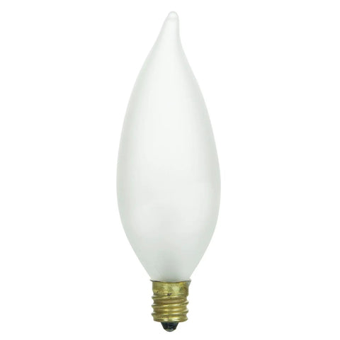 Flame Tip Frosted Chandelier Bulbs 40W Candelabra Base E12 120V Incandescent Dimmable Cozy Warm Glow 2600K for Chandeliers and Decorative Lamps Pack of 12