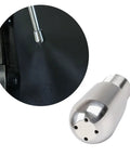 Stainless Steel Coffee Machine Nozzle Head With Four Hole Tip For Frothing Milk Durable Barista Grade Coffee Maker Component That Delivers Rich Creamy Espresso And Smooth Lattes Every Time. close-up of stainless steel four-hole milk frothing nozzle