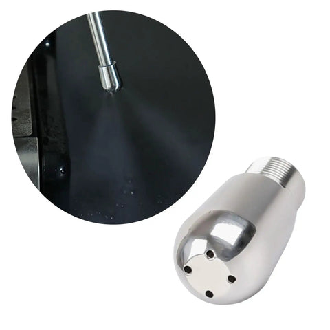 Stainless Steel Coffee Machine Nozzle Head With Four Hole Tip For Frothing Milk Durable Barista Grade Coffee Maker Component That Delivers Rich Creamy Espresso And Smooth Lattes Every Time. close-up of stainless steel four-hole milk frothing nozzle
